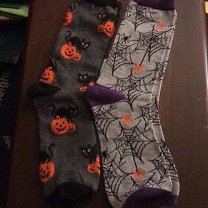 Halloween Socks - Cute Socks for Halloween- set of 2 orange, black, grey